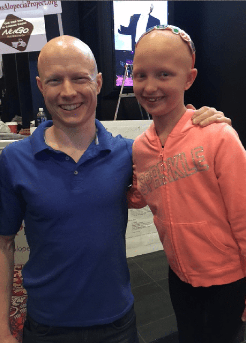 Amelia with Kevin Bull from ‘American Ninja Warrior’ at the Children’s Alopecia Project conference in Las Vegas July 2016.